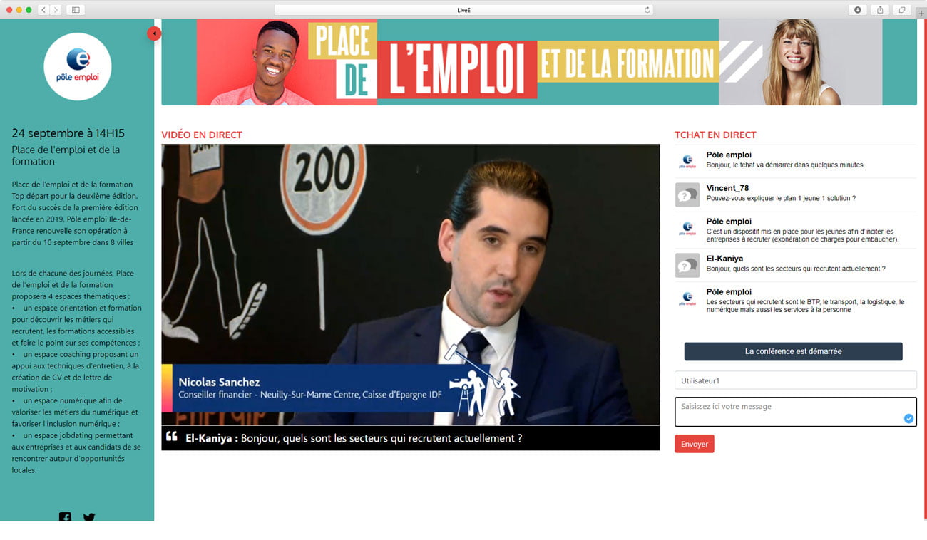 Retransmission d'une émission interactive sur la plateforme LiveE