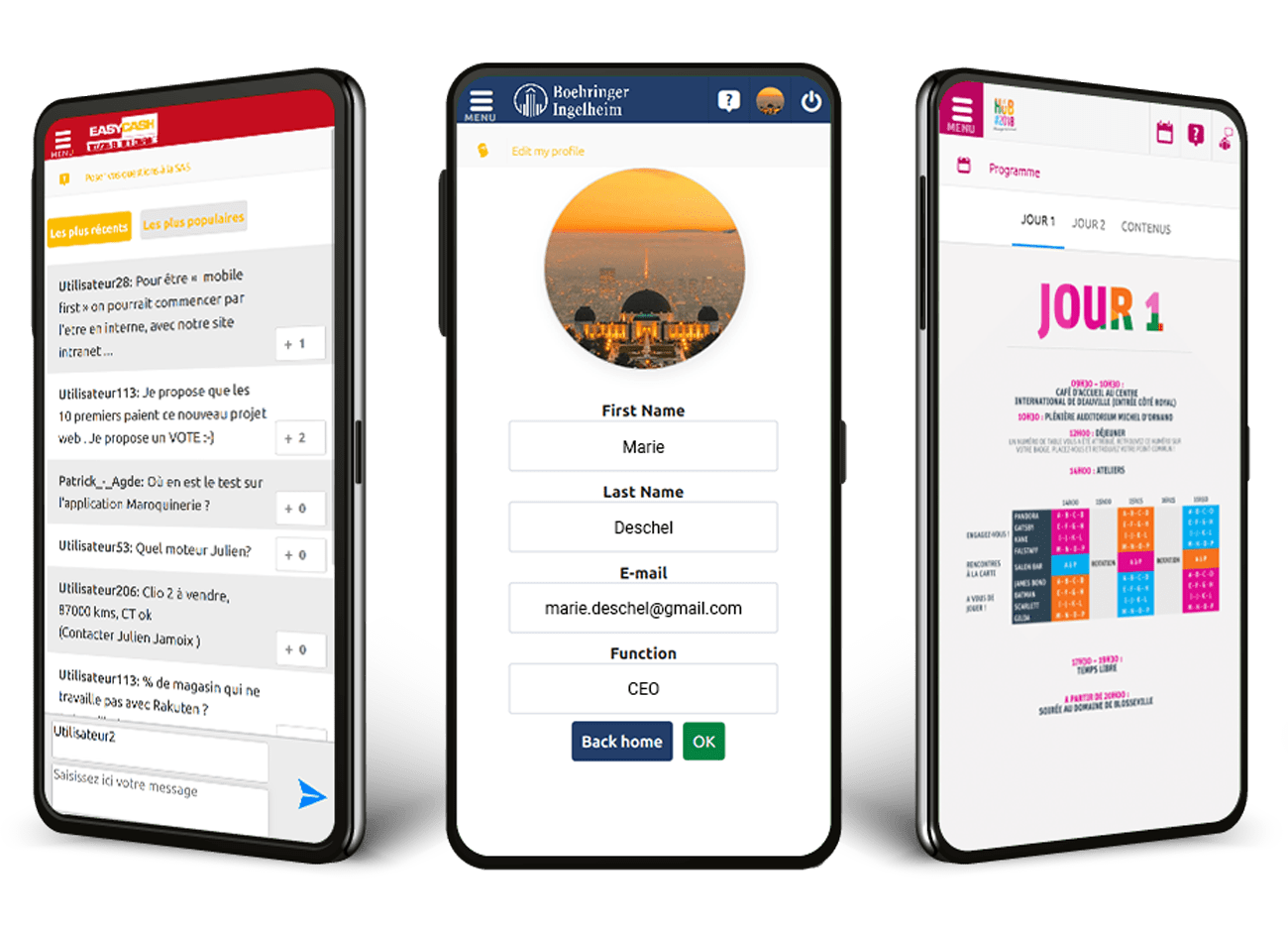 application événementielle