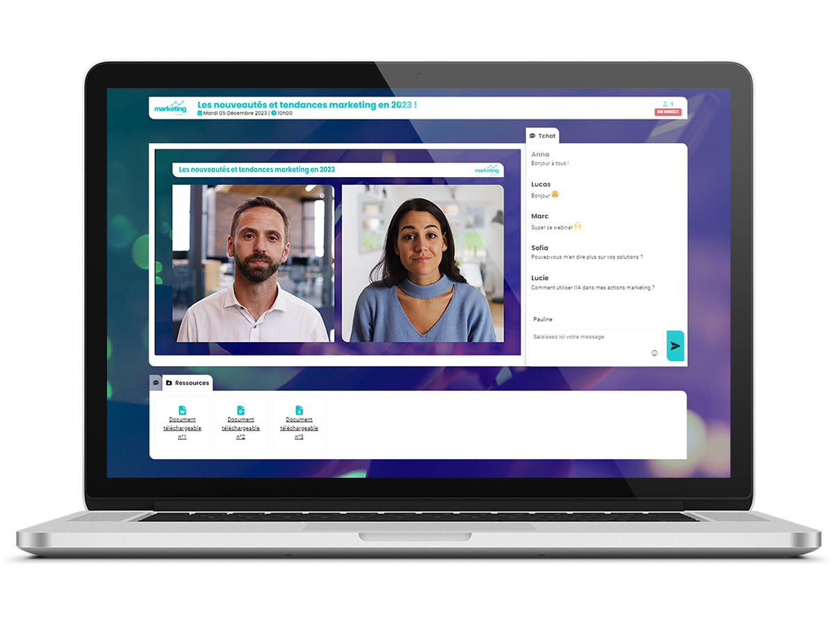 Exemple d'un webinar sur la plateforme événementielle LiveE
